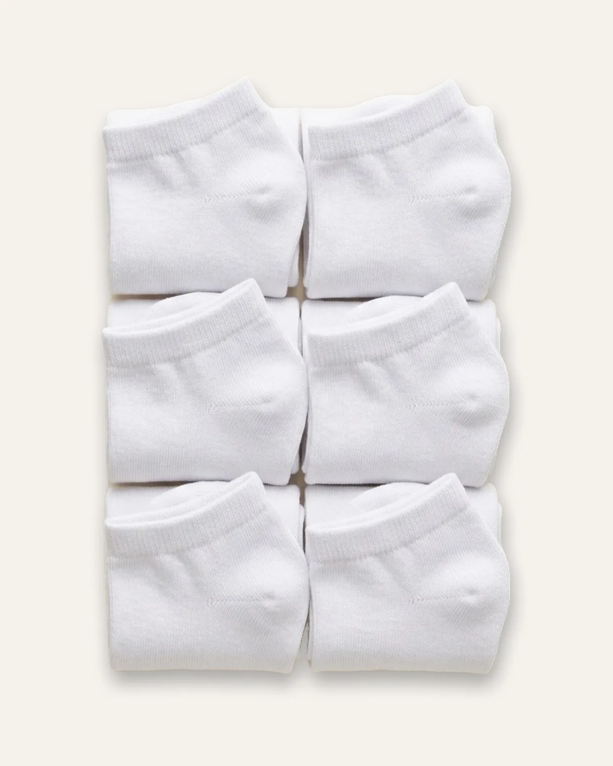 Ankle Sock 6-Pack in White, laid flat