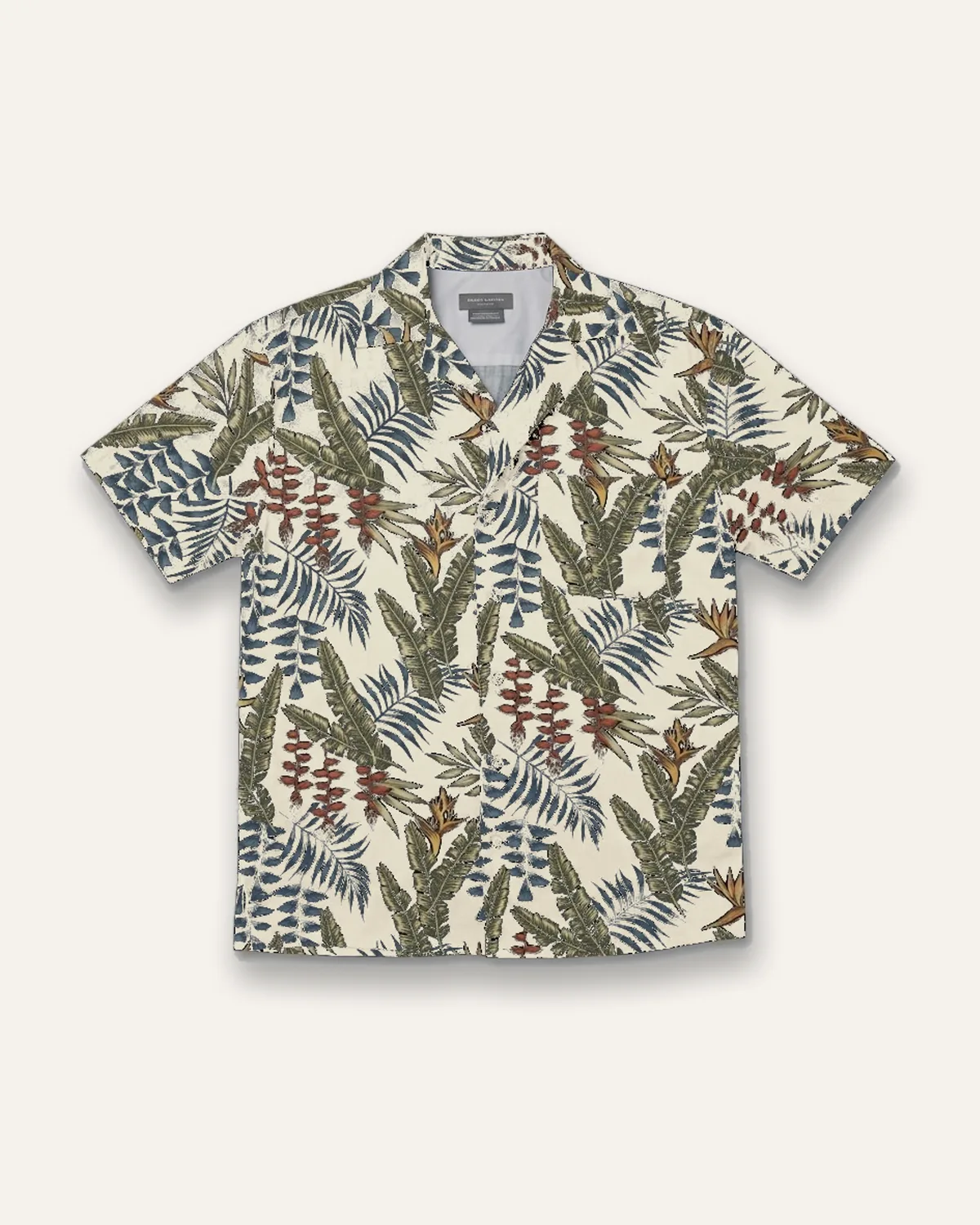 Camp Collar Shirt in Cream Palm, laid flat