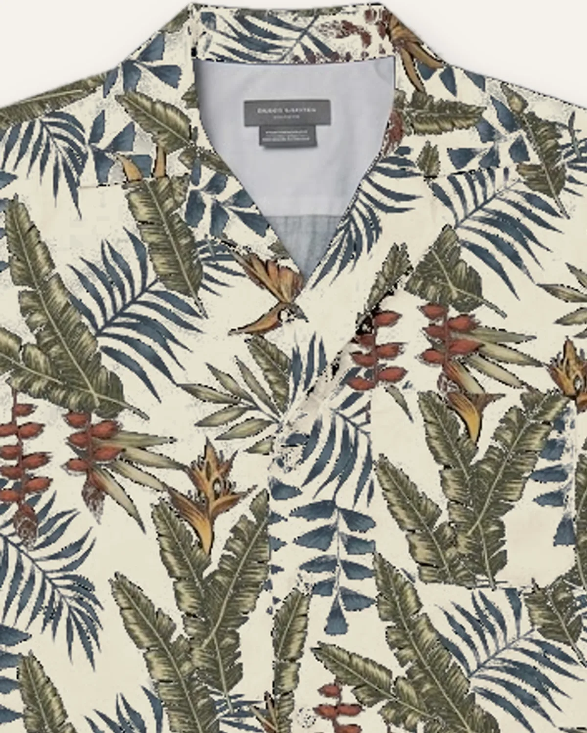 Camp Collar Shirt in Cream Palm, laid flat, detail