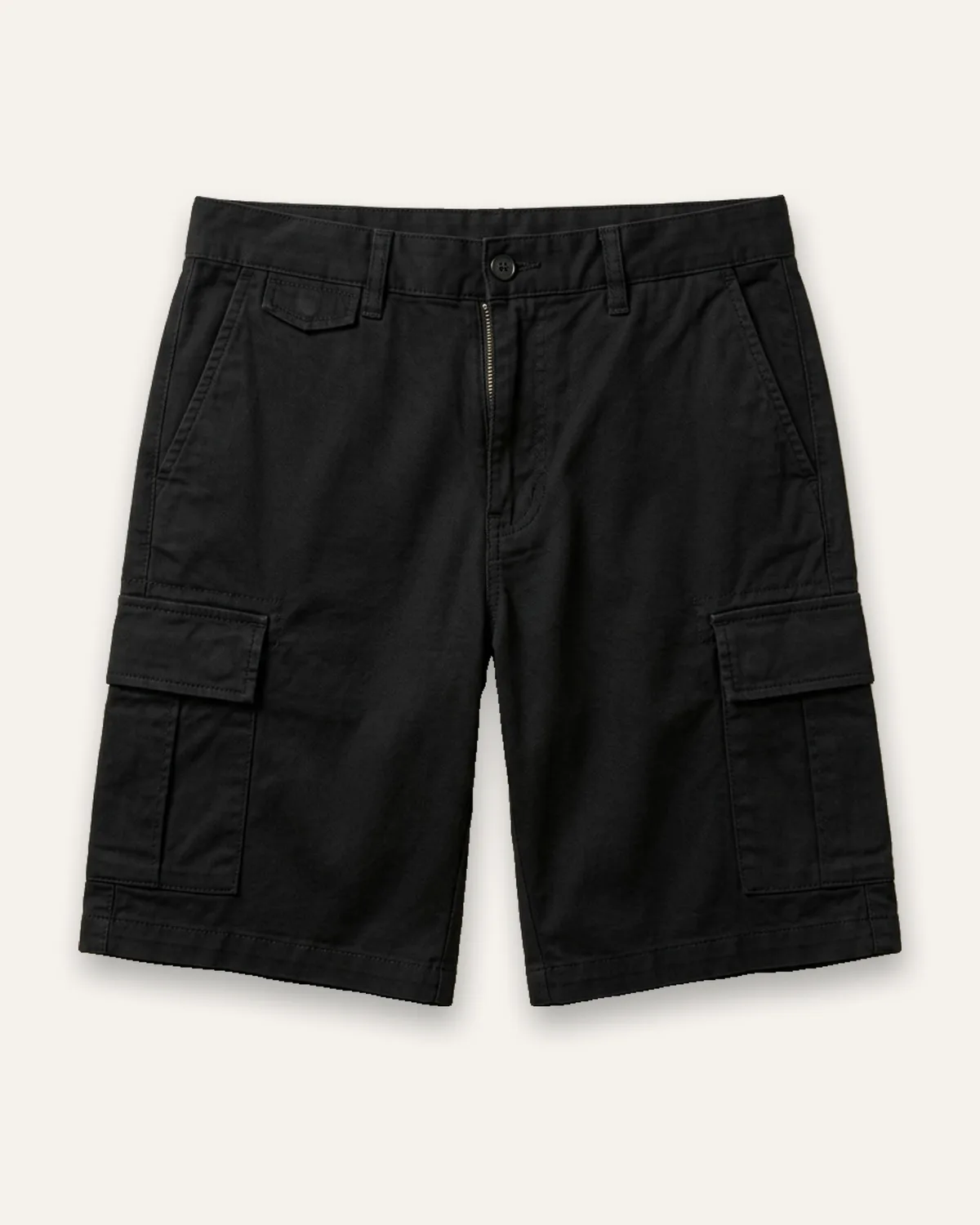 Cargo Short in Black, laid flat