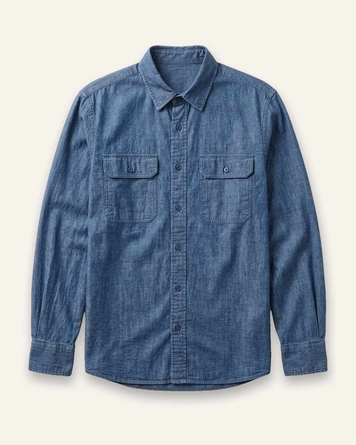Chambray Work Shirt in Indigo, laid flat