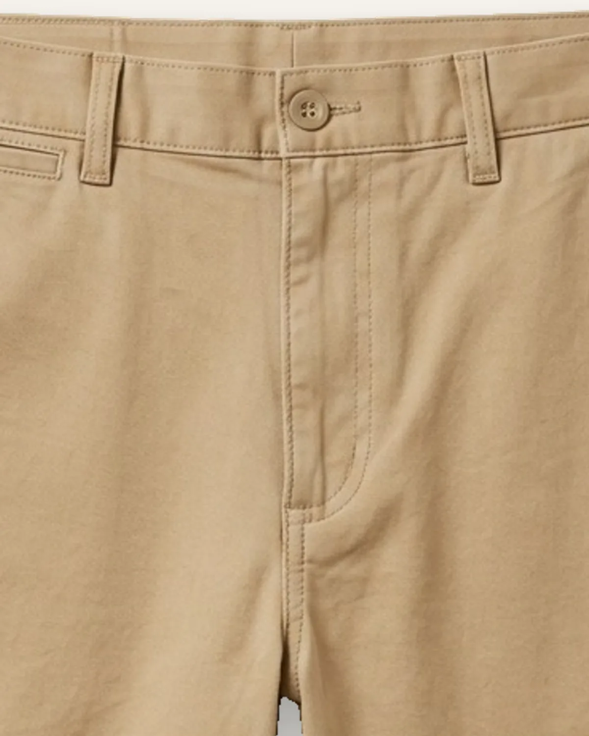 Chino Short 7" in Khaki, laid flat, detail