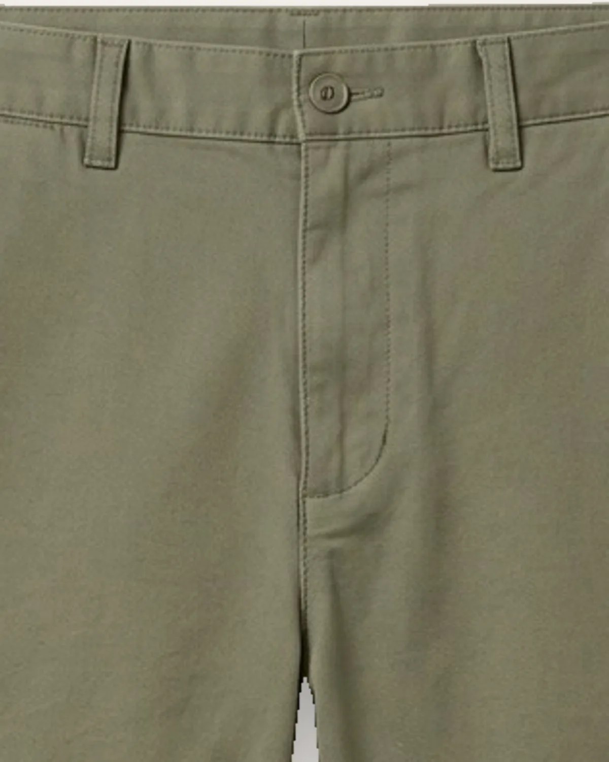 Chino Short 7" in Olive, laid flat, detail