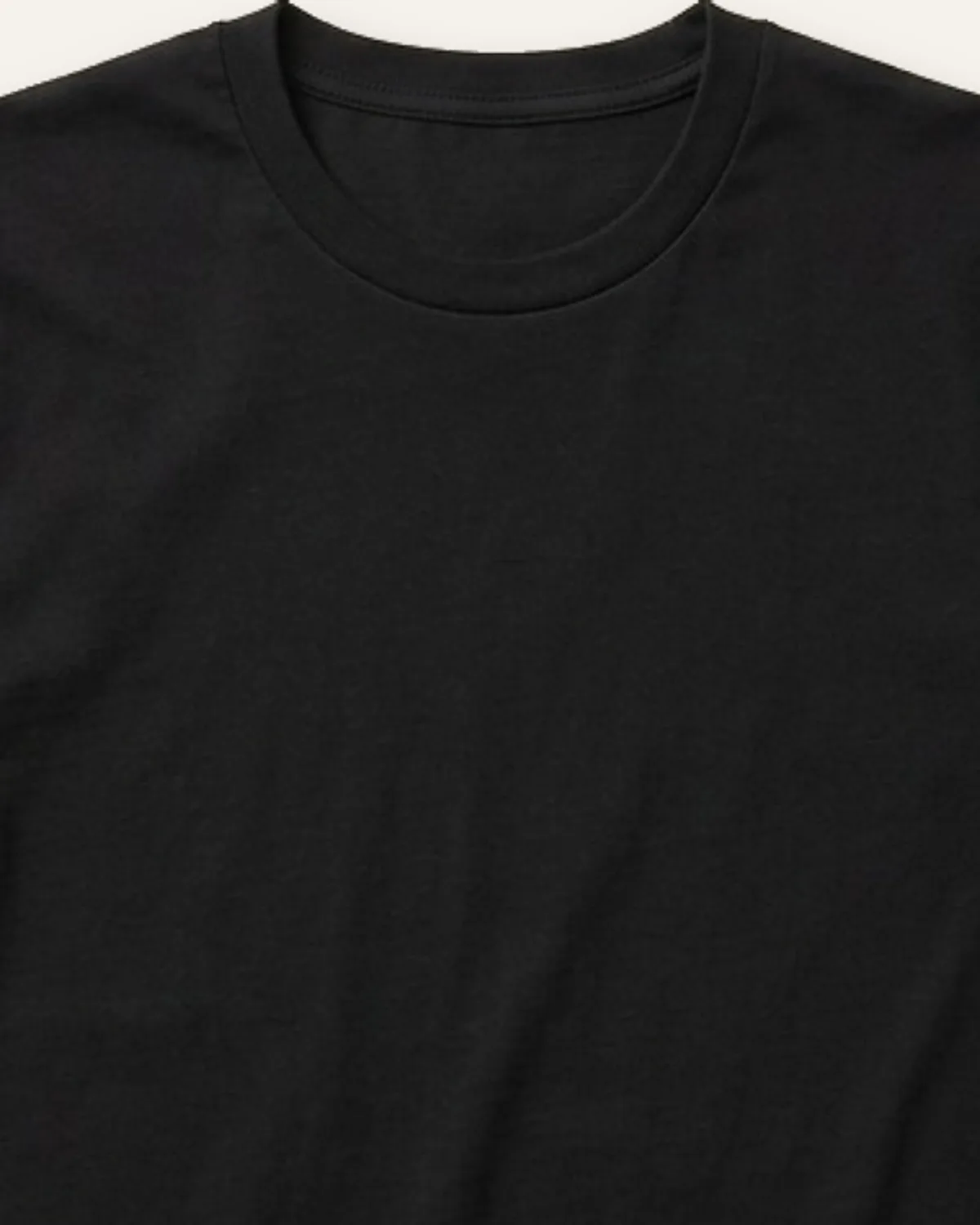 Classic Crew Tee in Black, laid flat, detail