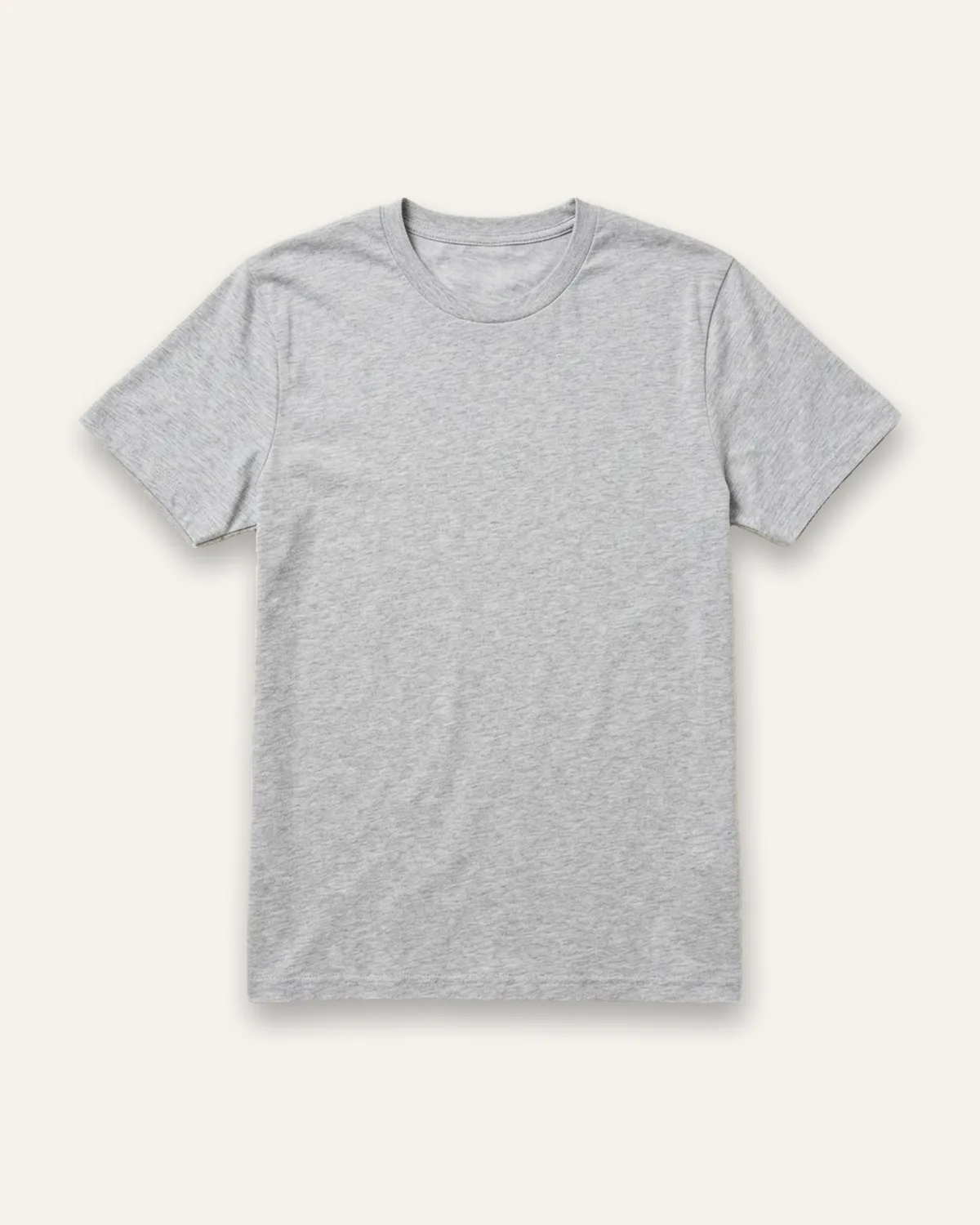 Classic Crew Tee in Heather Grey, laid flat