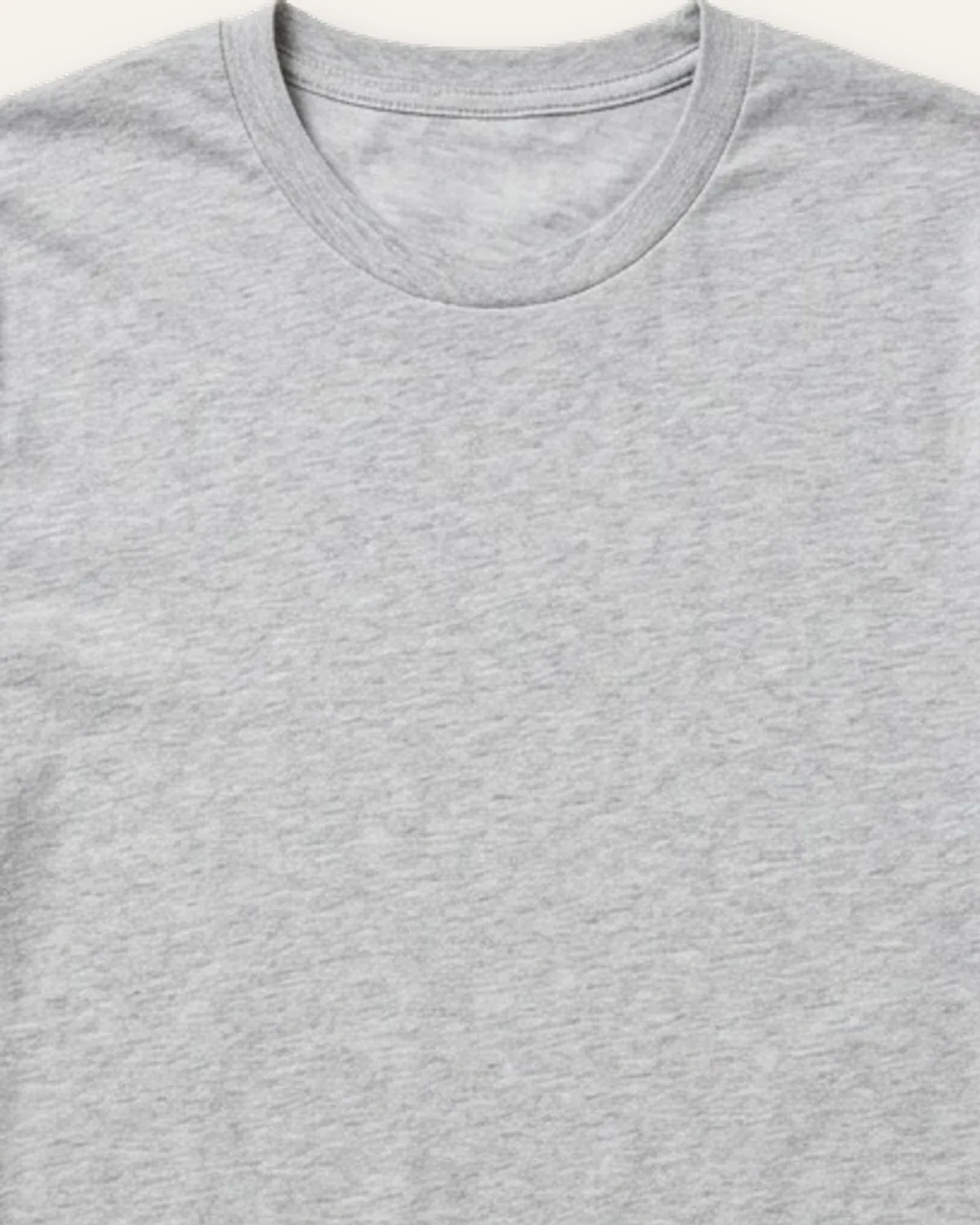Classic Crew Tee in Heather Grey, laid flat, detail