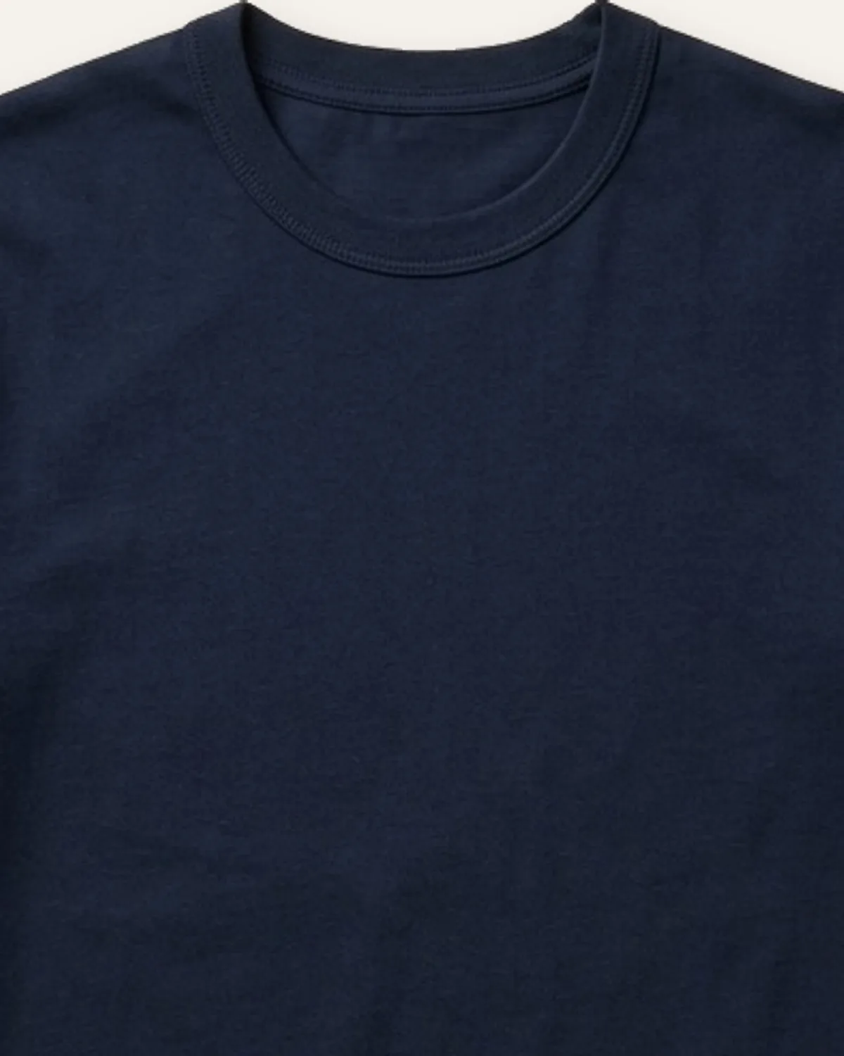 Classic Crew Tee in Navy, laid flat, detail
