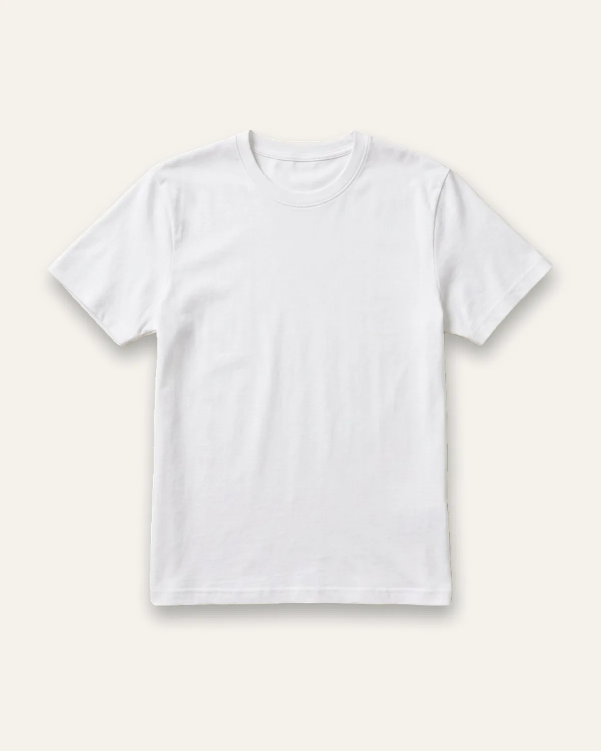 Classic Crew Tee in White, laid flat