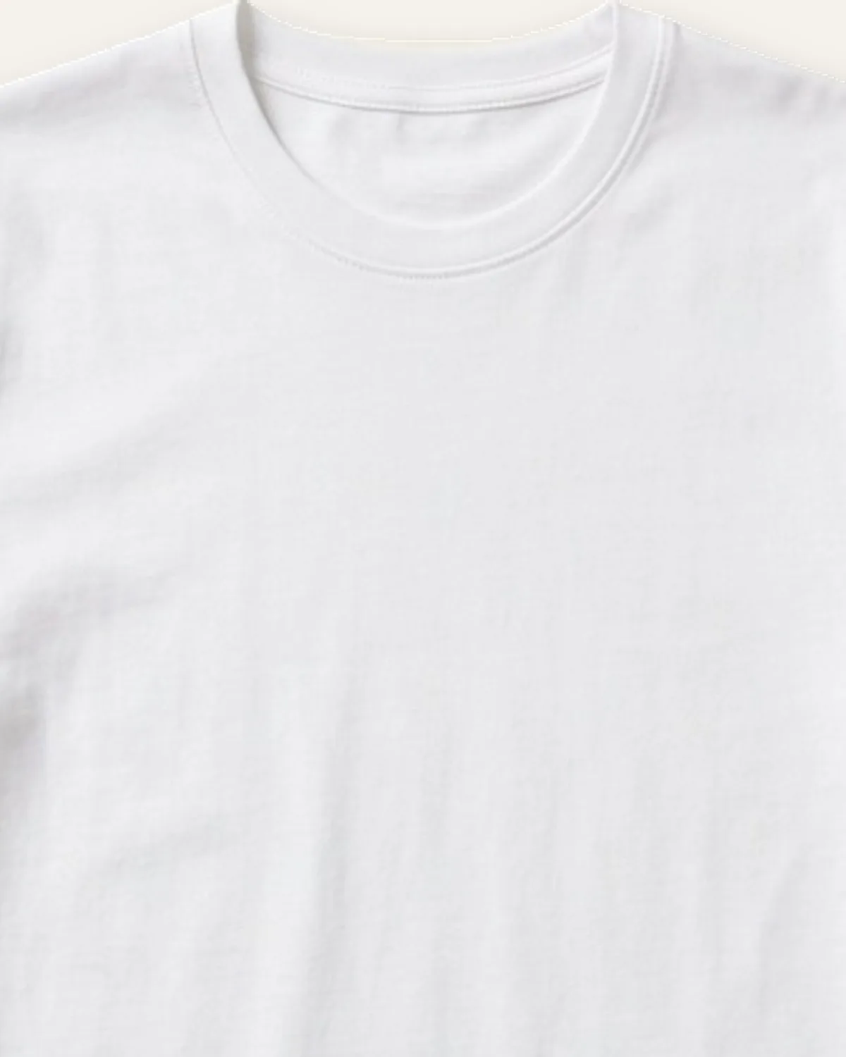 Classic Crew Tee in White, laid flat, detail