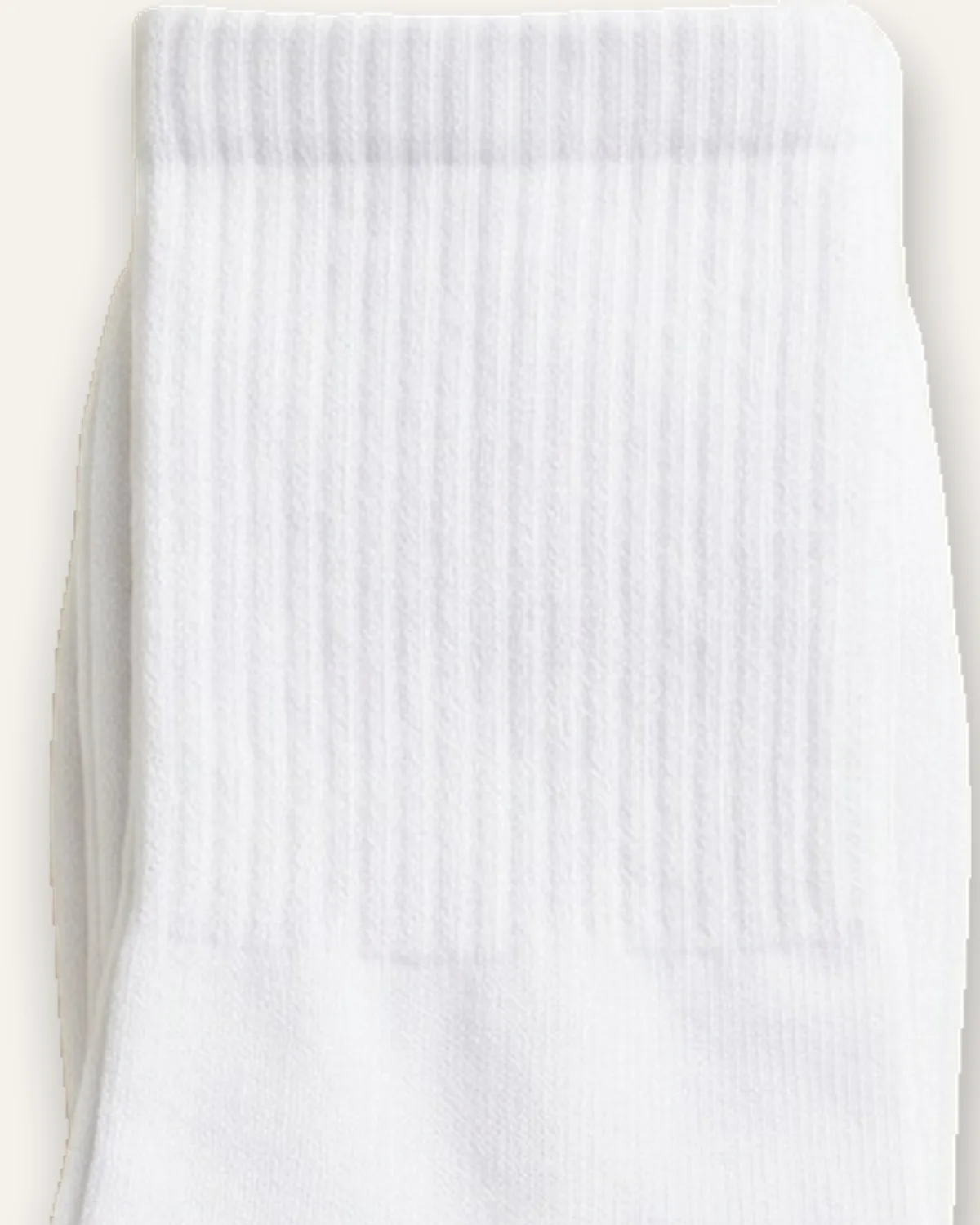 Crew Sock 3-Pack in White, laid flat, detail