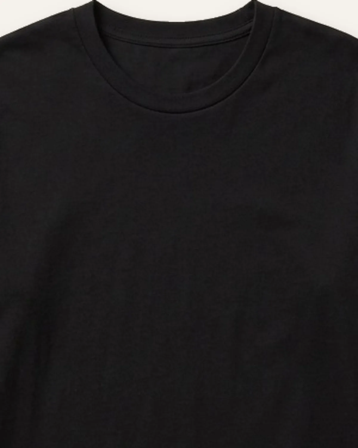 Daily Long Sleeve Tee in Black, laid flat, detail