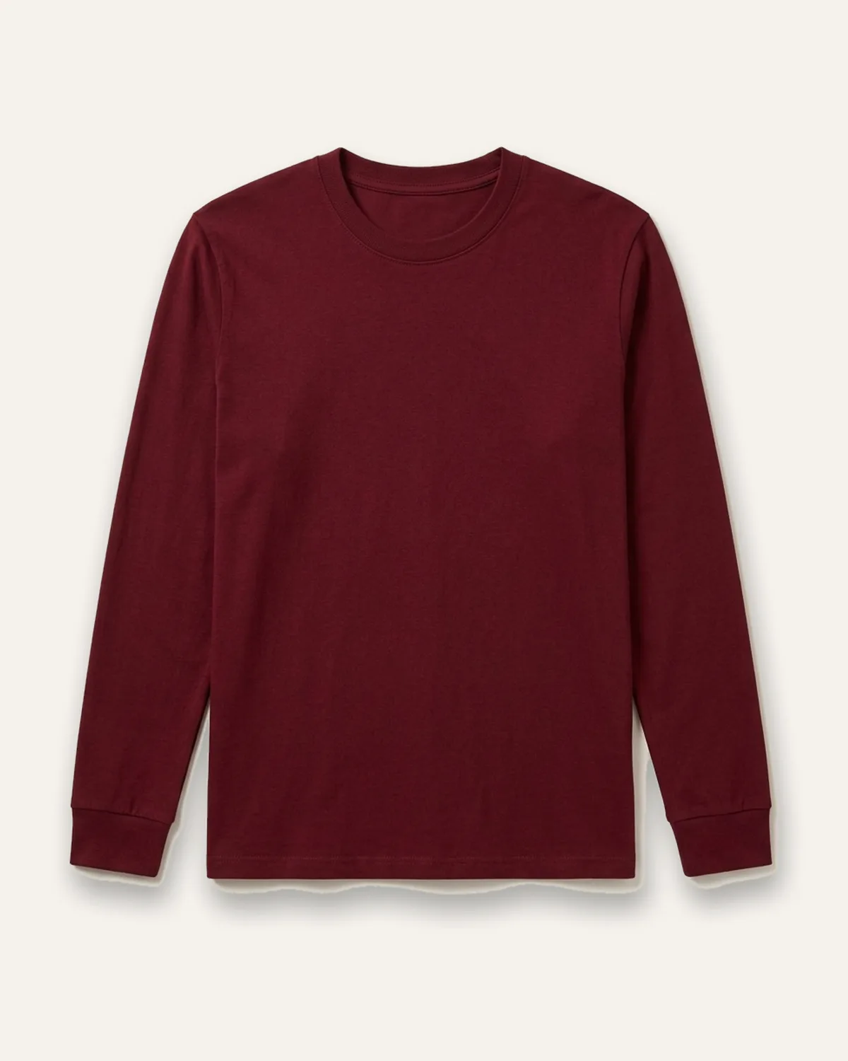 Daily Long Sleeve Tee in Burgundy, laid flat