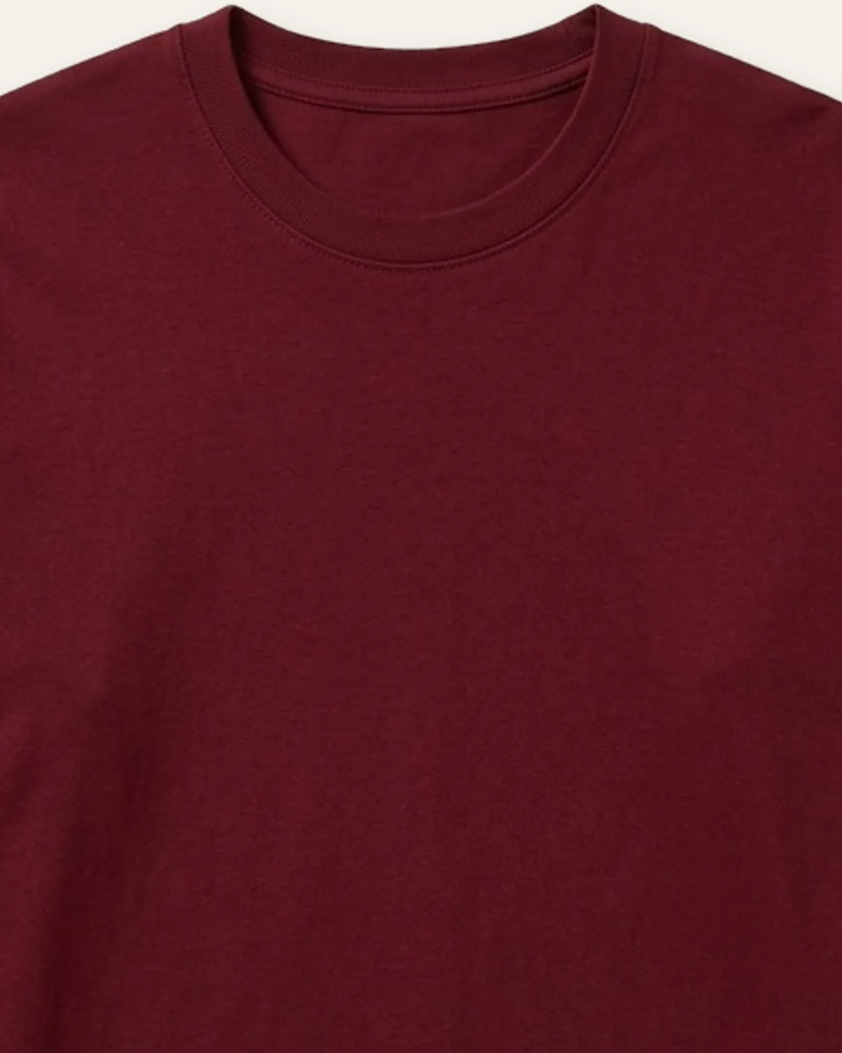 Daily Long Sleeve Tee in Burgundy, laid flat, detail