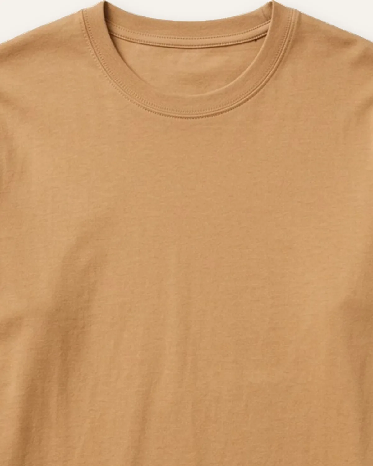 Daily Long Sleeve Tee in Camel, laid flat, detail