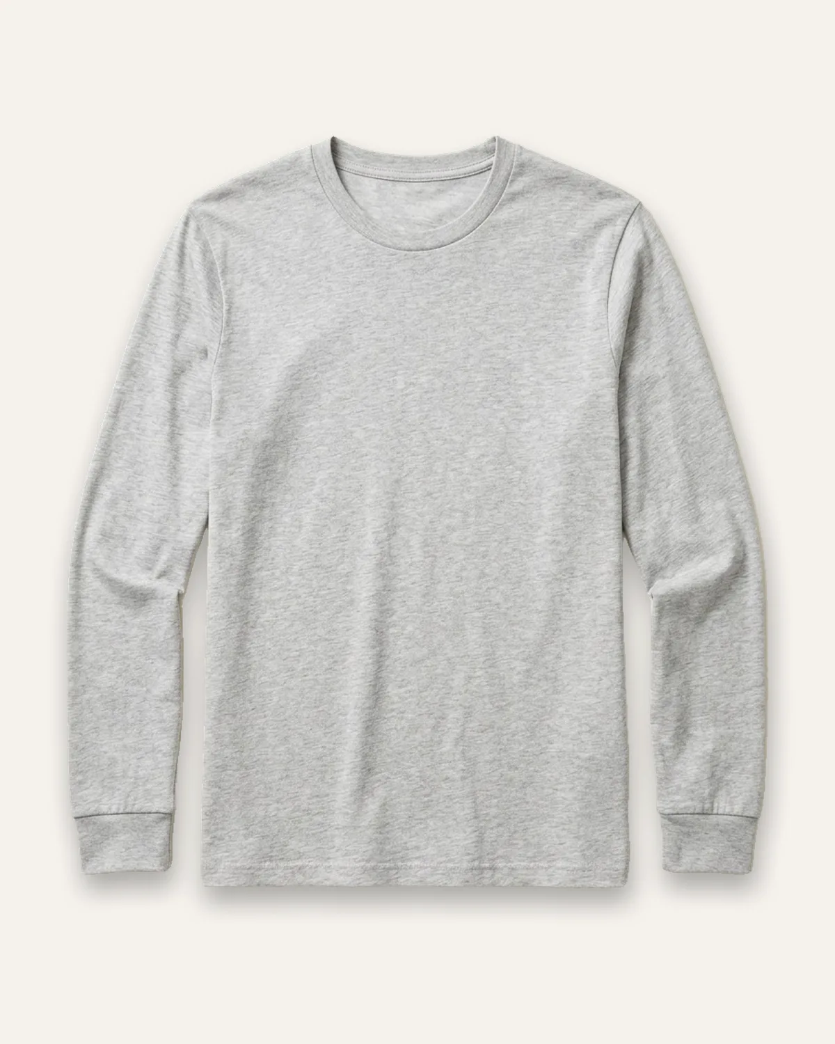 Daily Long Sleeve Tee in Heather Grey, laid flat