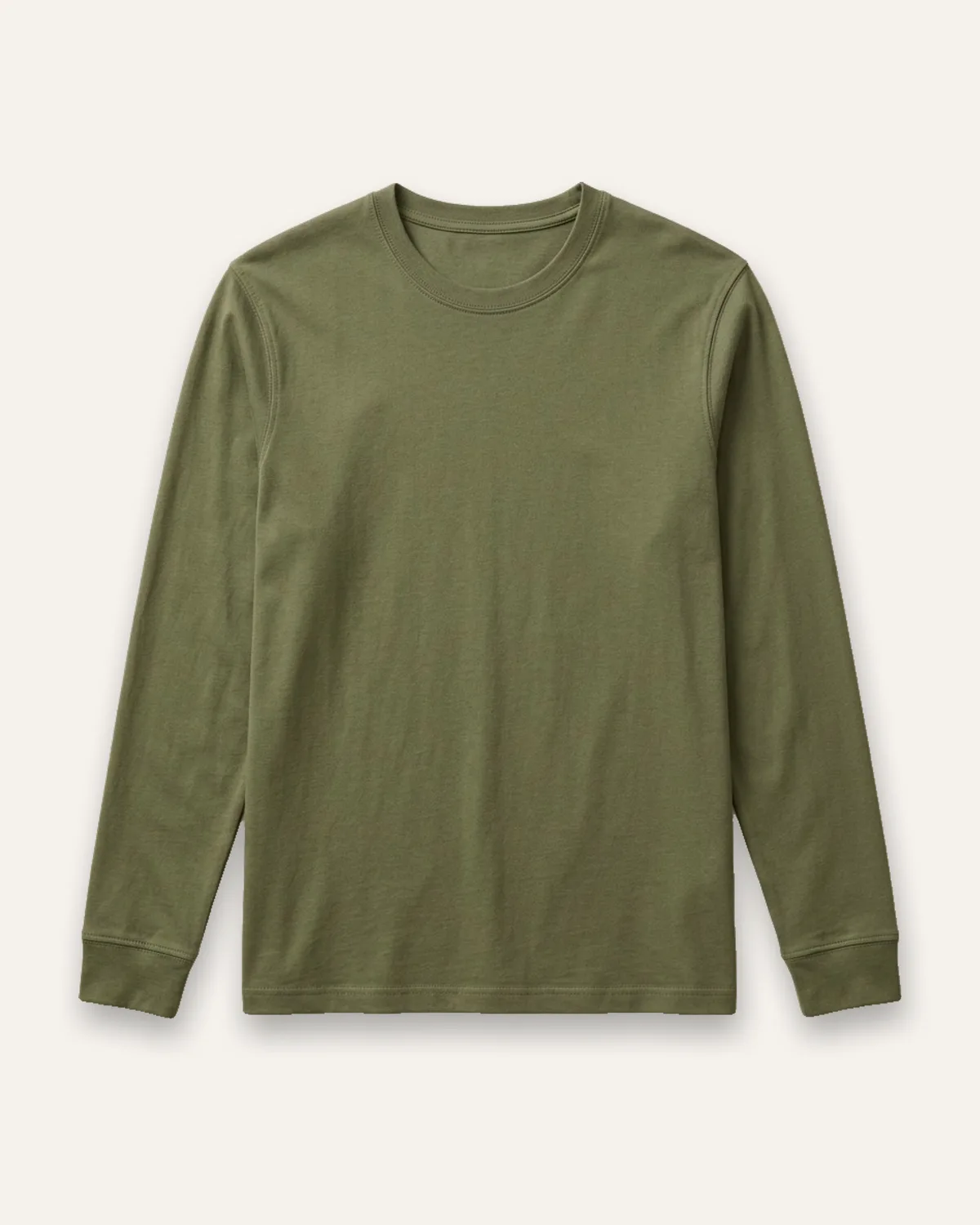 Daily Long Sleeve Tee in Olive, laid flat