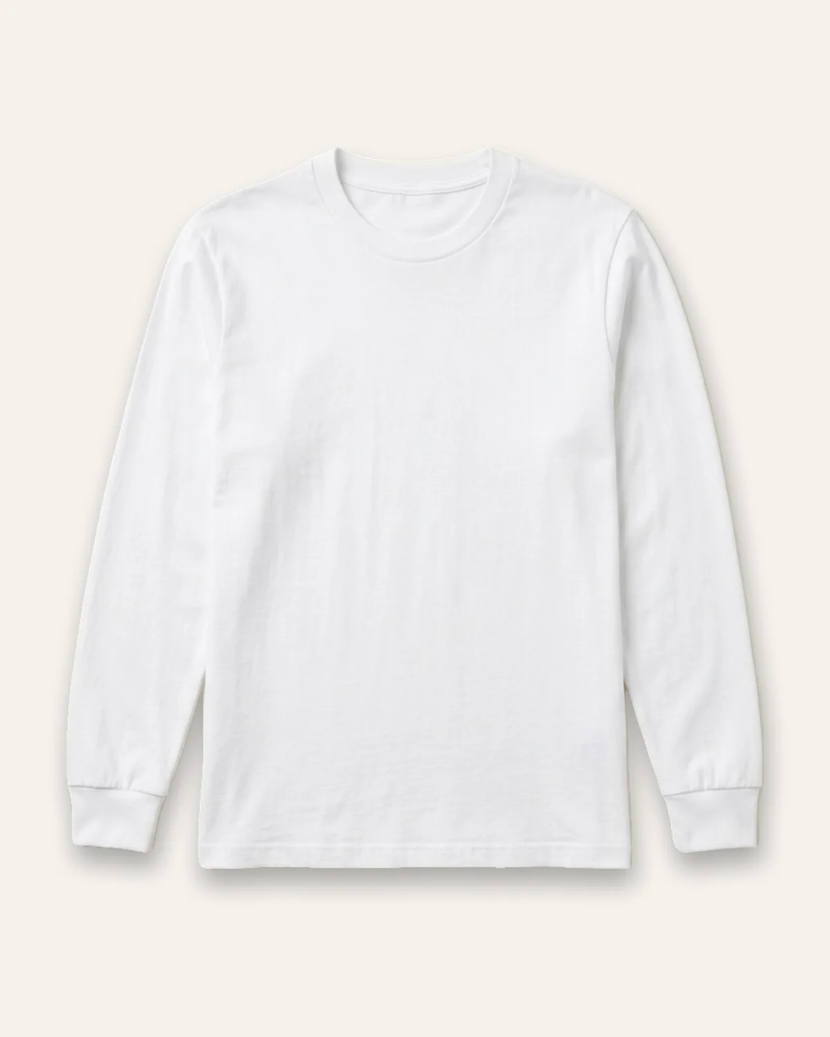Daily Long Sleeve Tee in White, laid flat