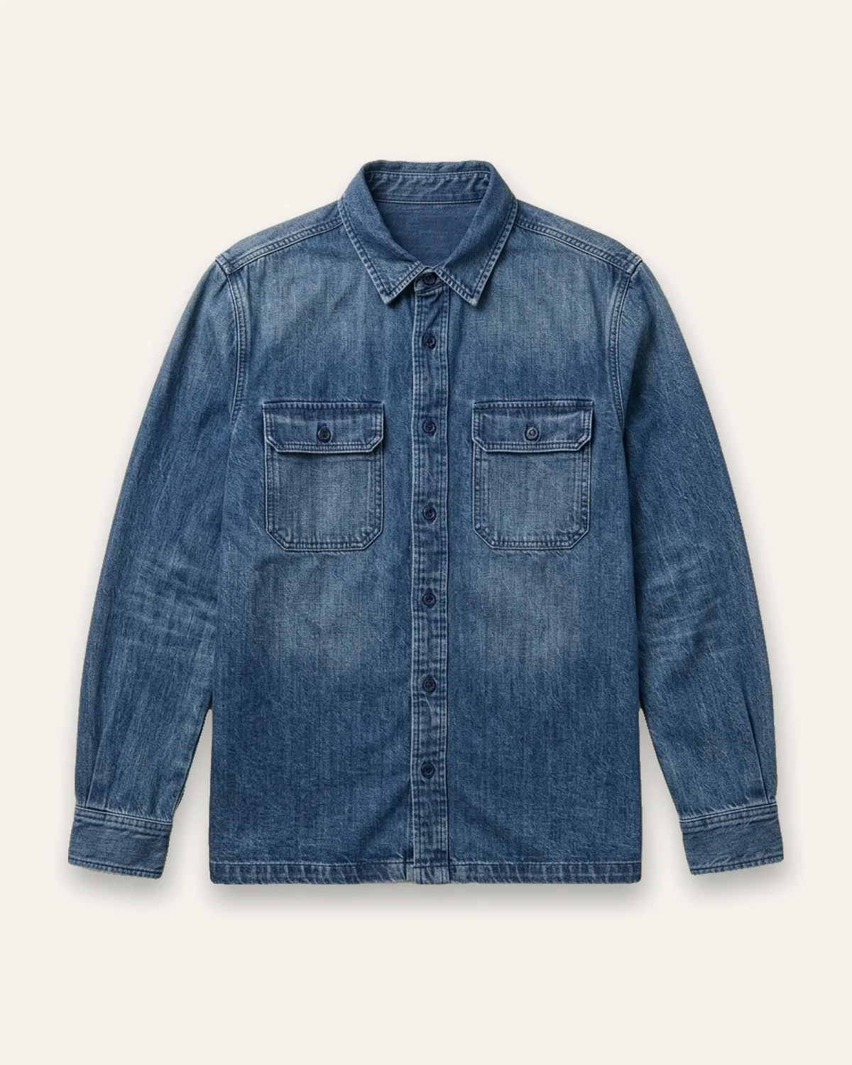 Denim Overshirt in Indigo, laid flat