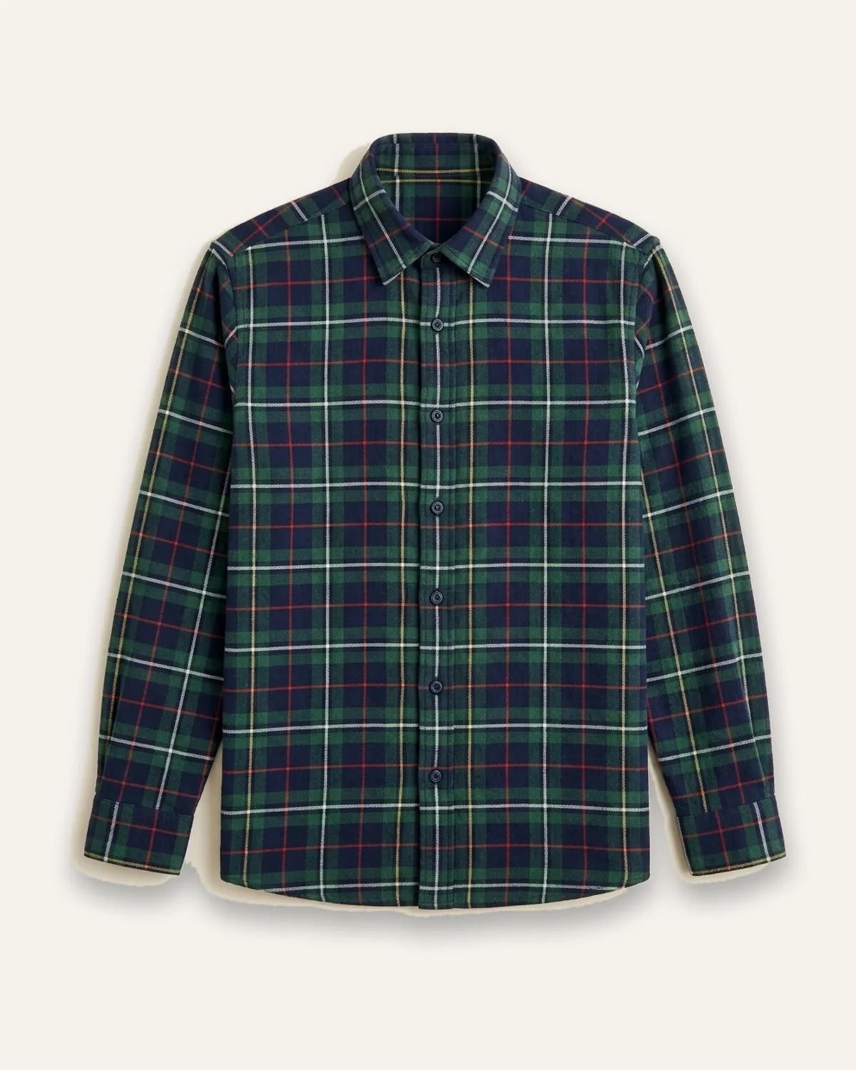 Flannel LS Shirt in Pine Navy, laid flat
