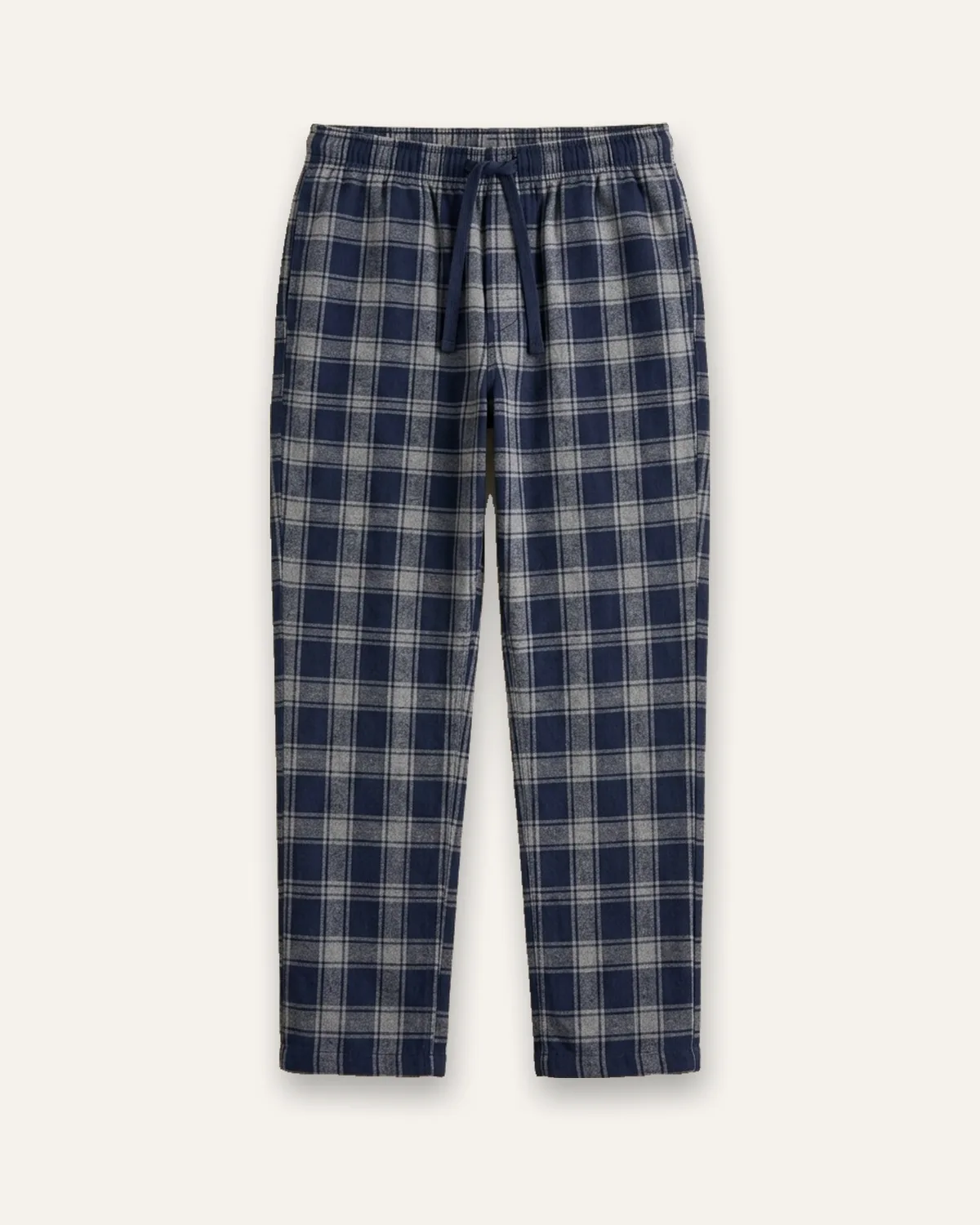 Flannel Pajama Pant in Navy Plaid, laid flat