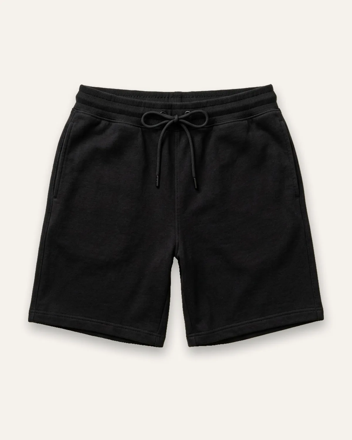 Fleece Sweat Short in Black, laid flat