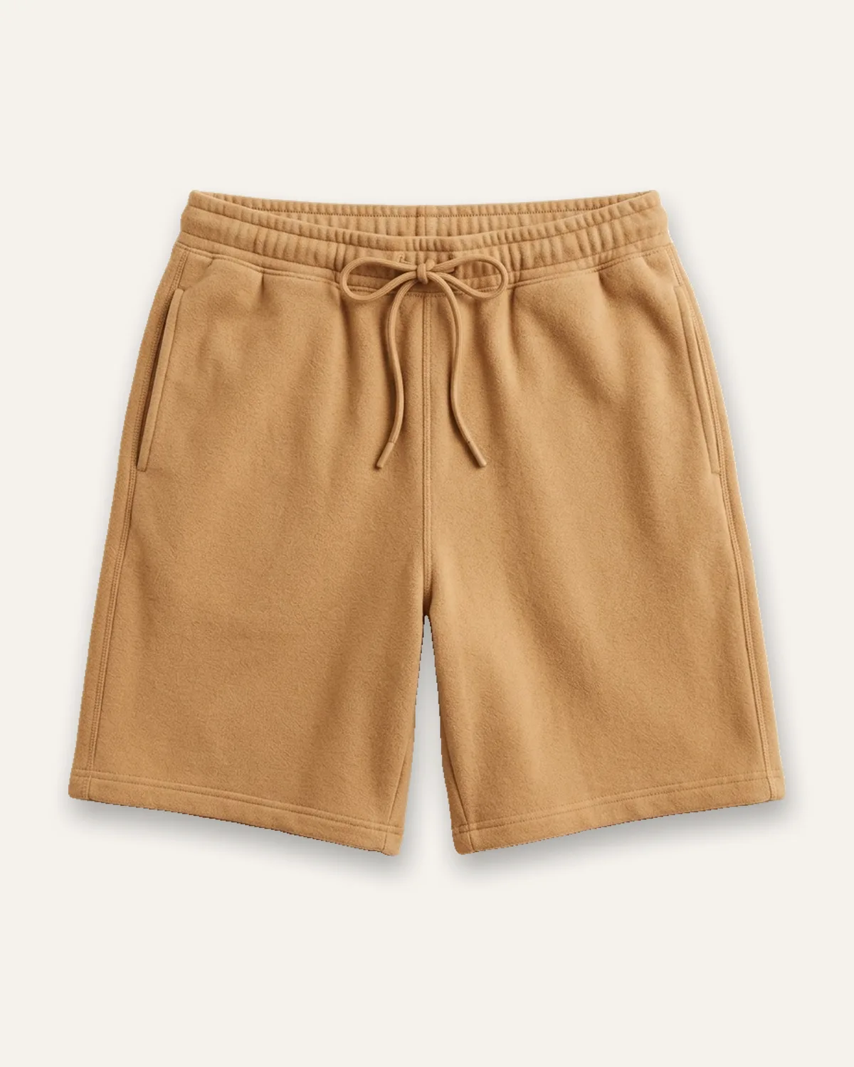 Fleece Sweat Short in Camel, laid flat