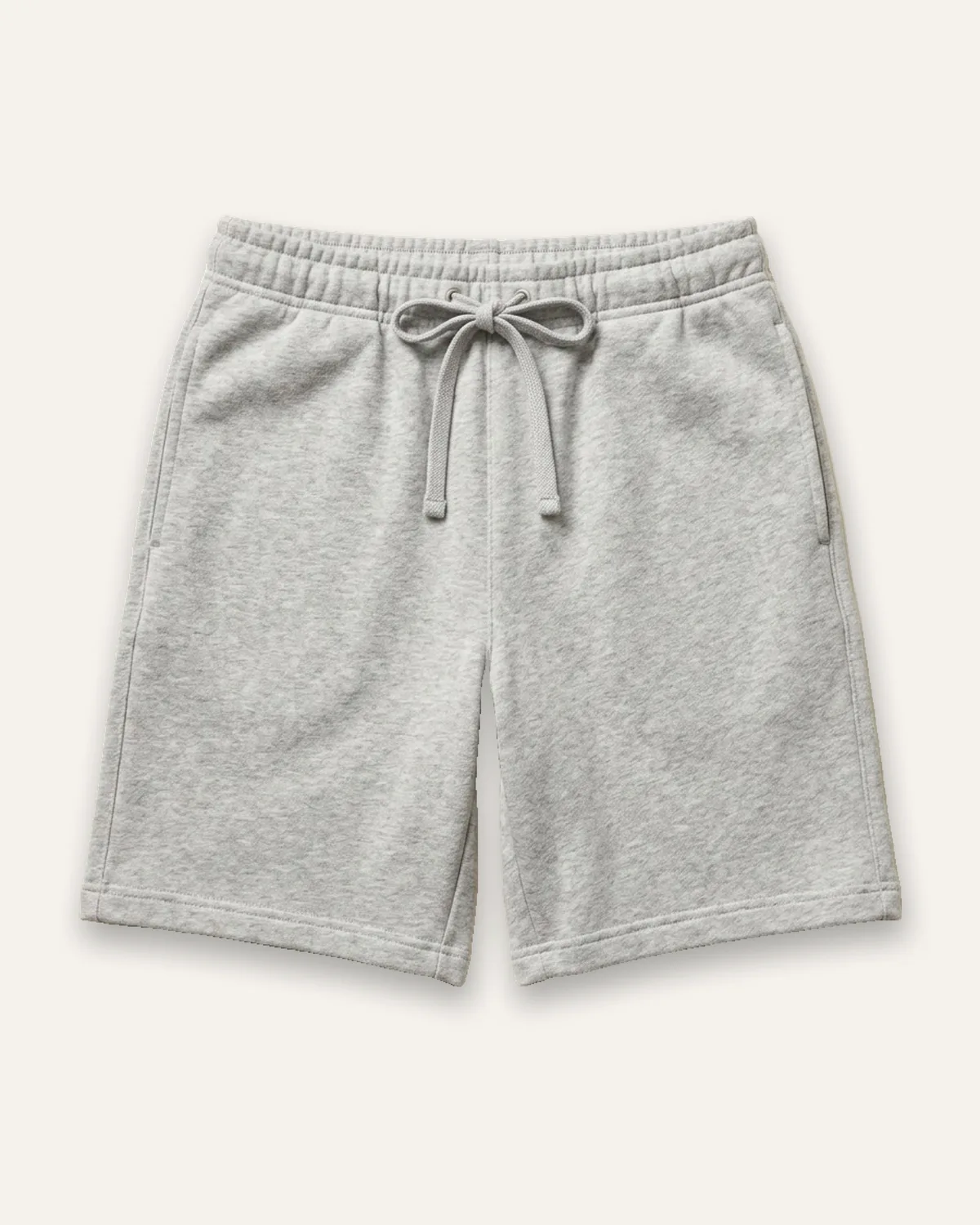 Fleece Sweat Short in Heather Grey, laid flat