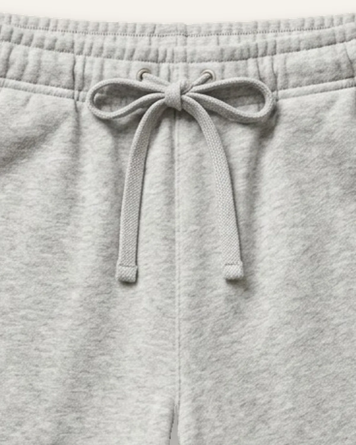 Fleece Sweat Short in Heather Grey, laid flat, detail
