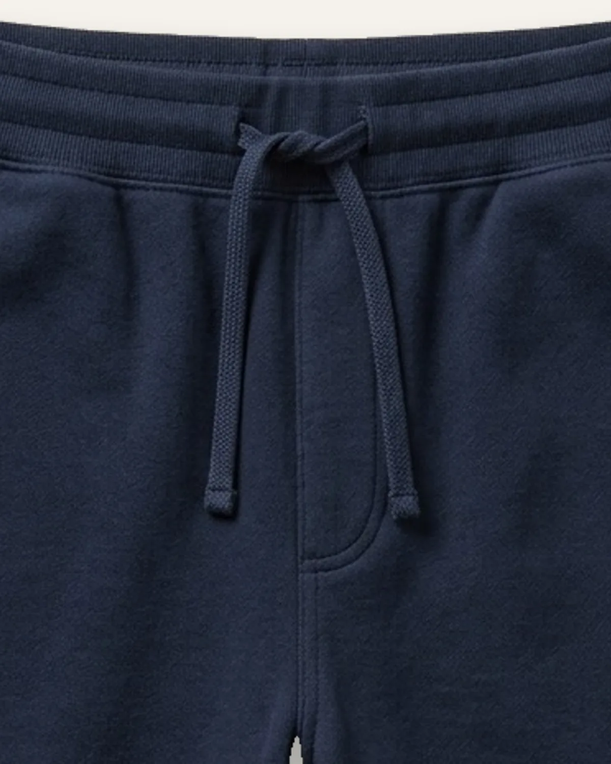 Fleece Sweat Short in Navy, laid flat, detail