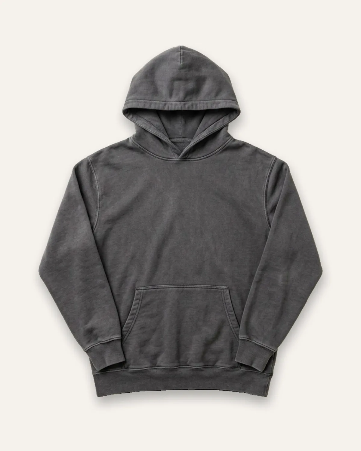 Garment-Dyed Hoodie in Charcoal, laid flat