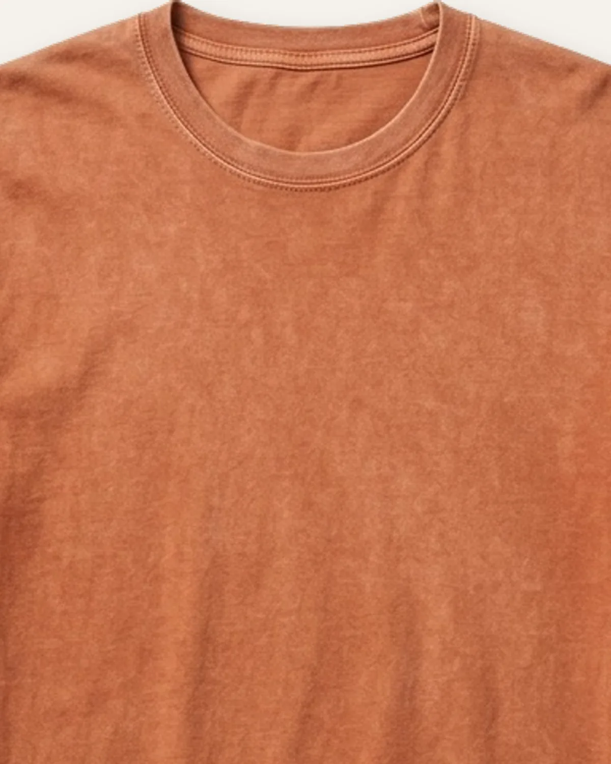 Garment-Dyed Tee in Clay, laid flat, detail