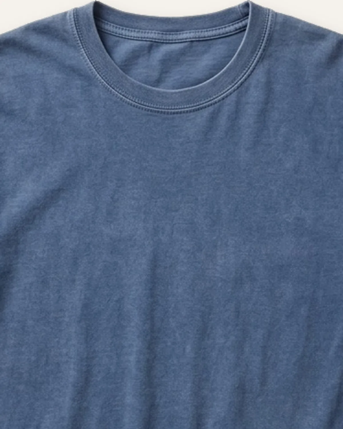 Garment-Dyed Tee in Washed Indigo, laid flat, detail