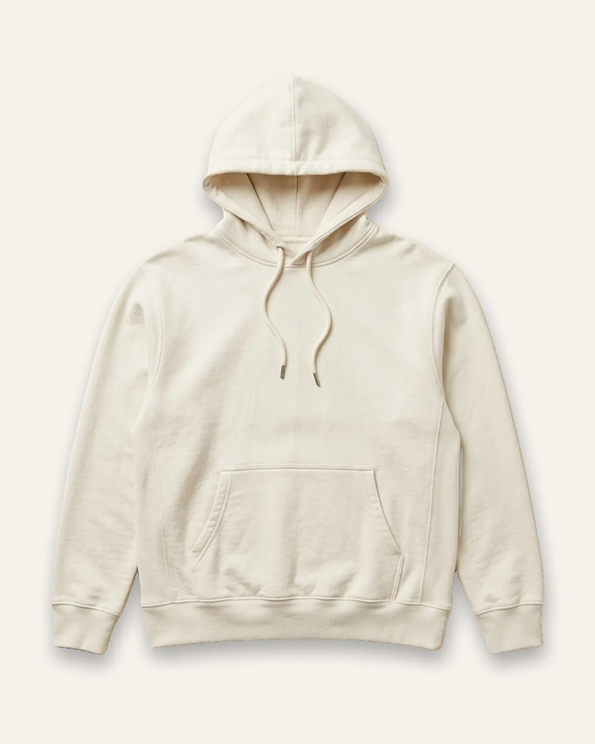Heavyweight Hoodie in Bone, laid flat