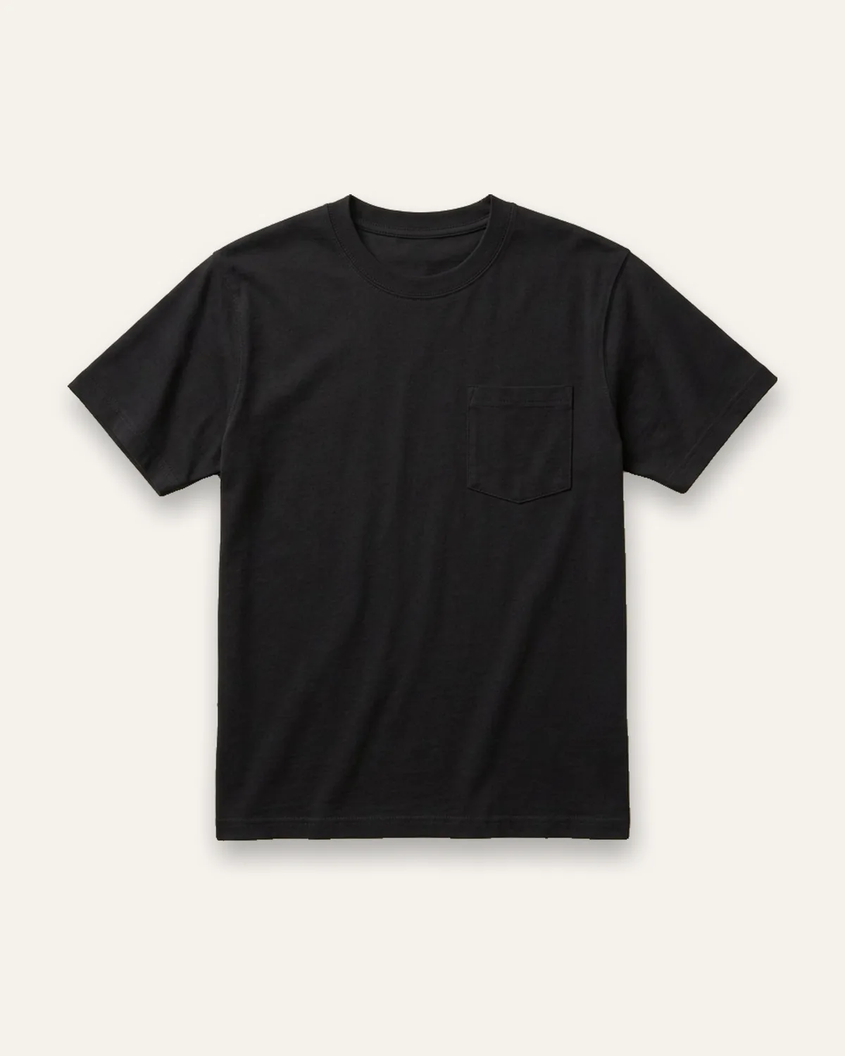Heavyweight Pocket Tee in Black, laid flat