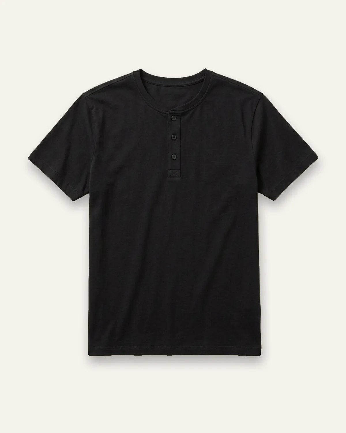 Henley Tee in Black, laid flat