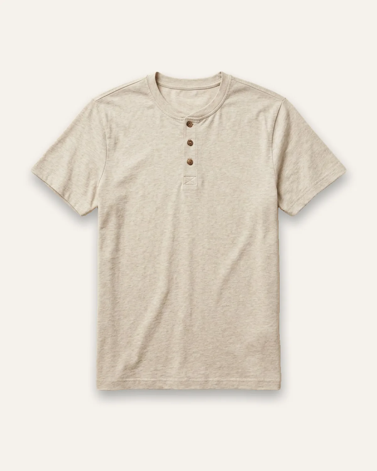 Henley Tee in Oatmeal, laid flat
