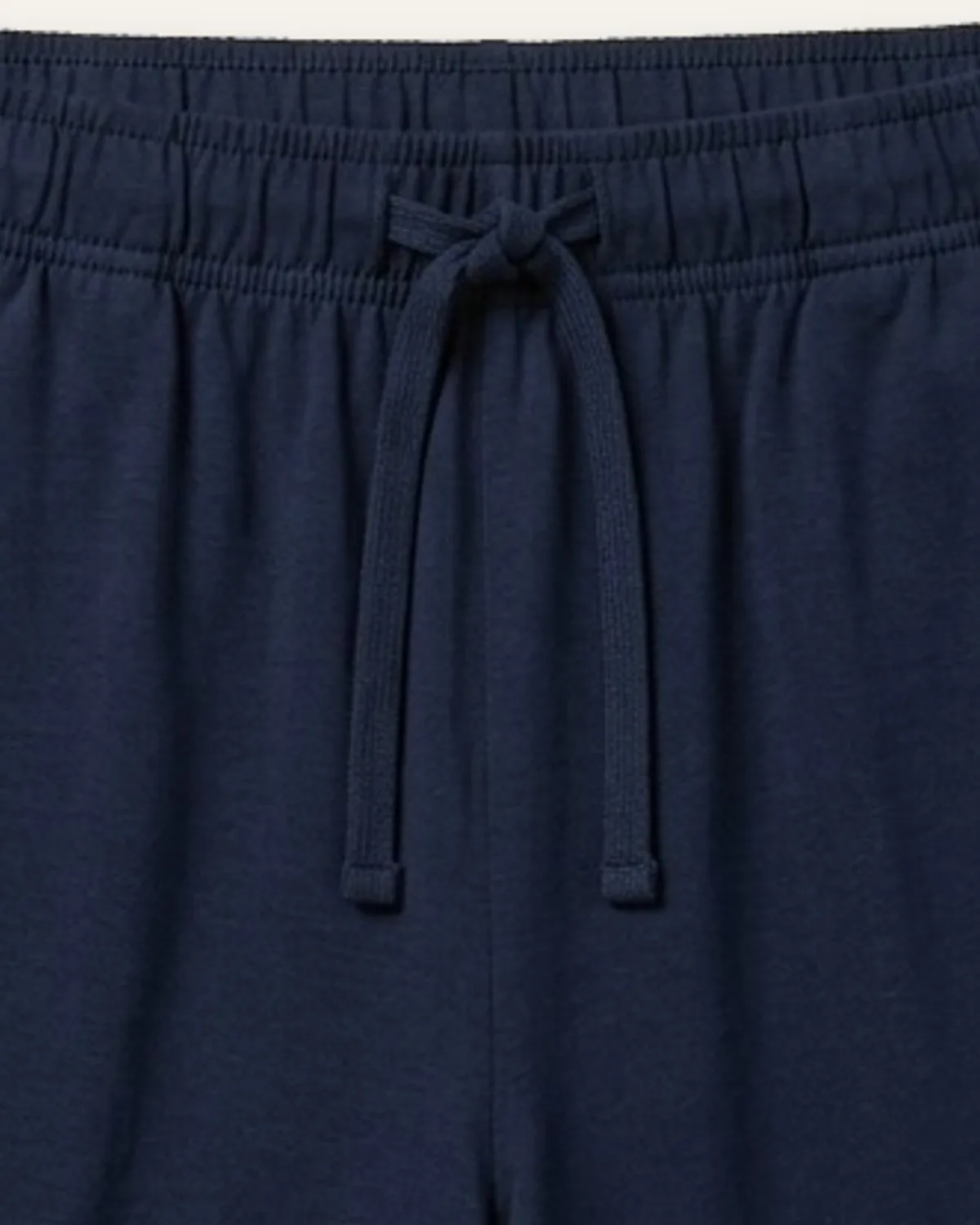 Jersey Sleep Short in Navy, laid flat, detail