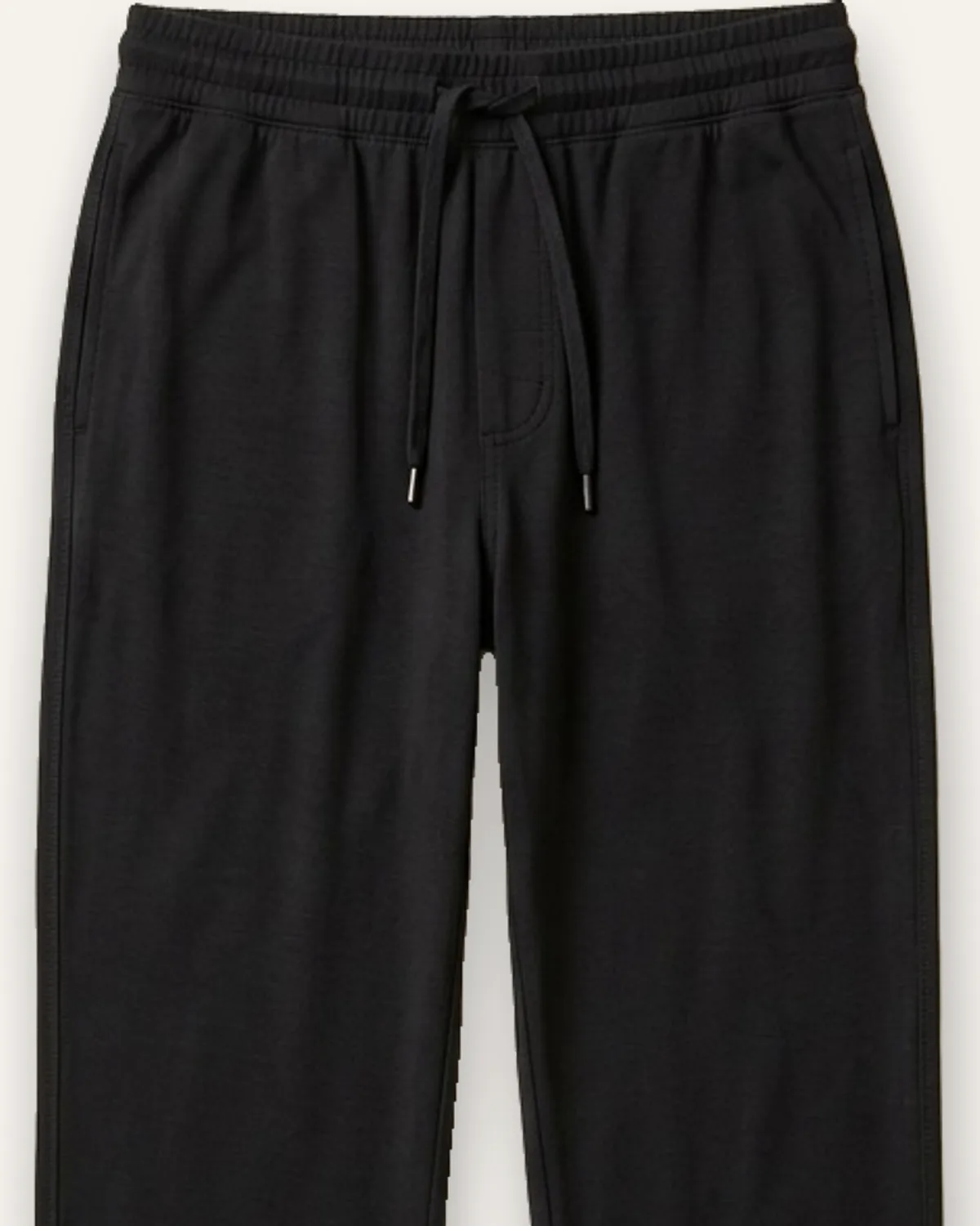 Knit Lounge Pant in Black, laid flat, detail