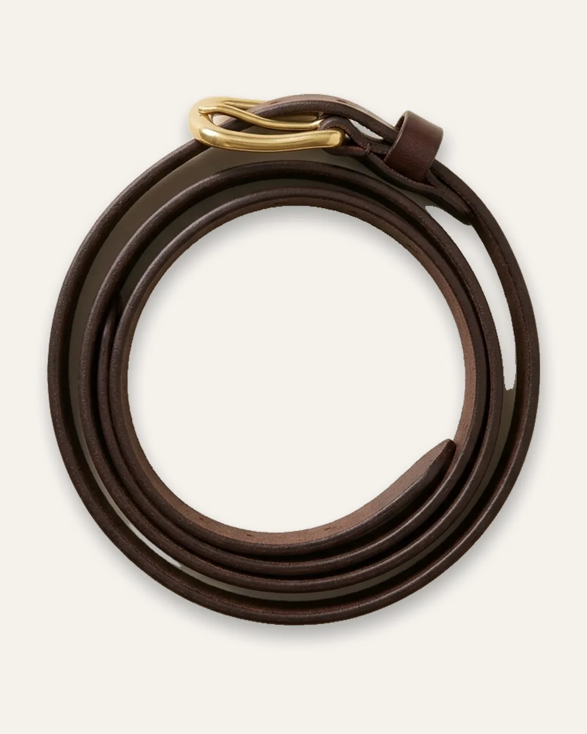 Leather Belt in Brown, laid flat