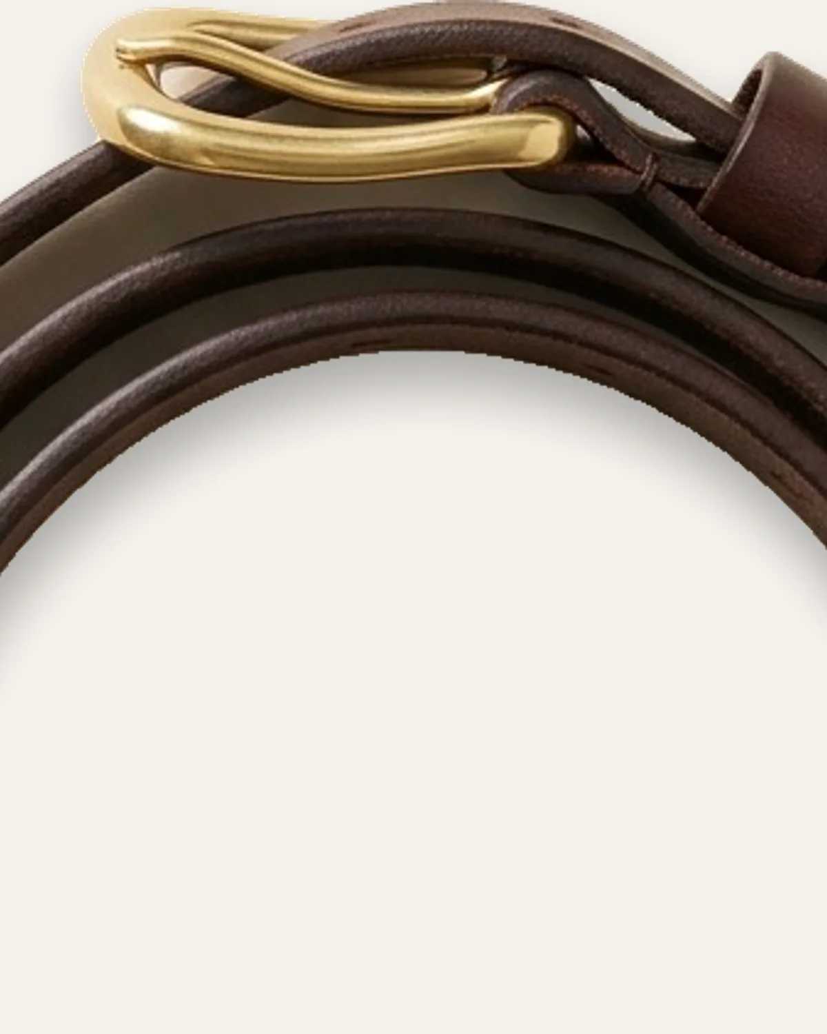 Leather Belt in Brown, laid flat, detail