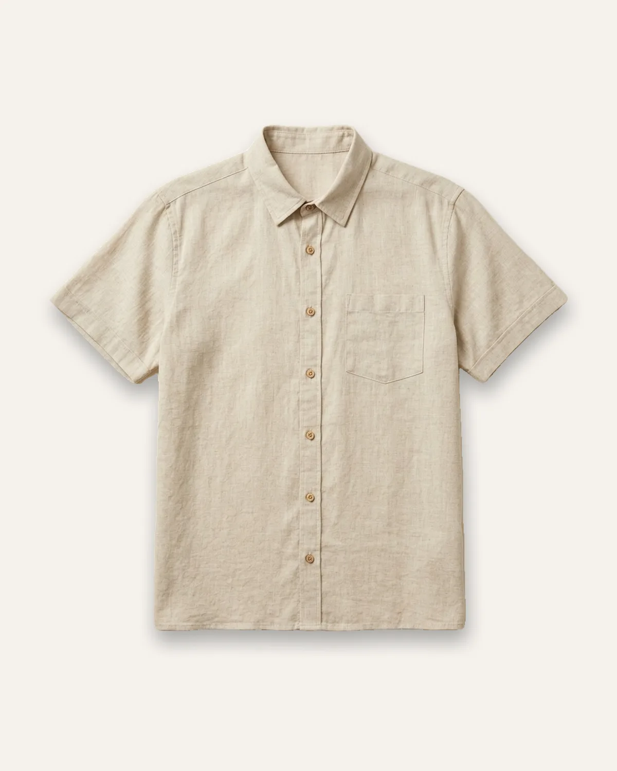 Linen-Blend SS Shirt in Natural, laid flat