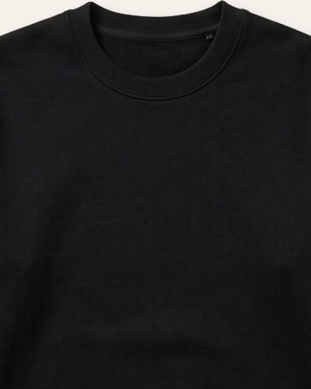 Midweight Crewneck Sweatshirt in Black, laid flat, detail