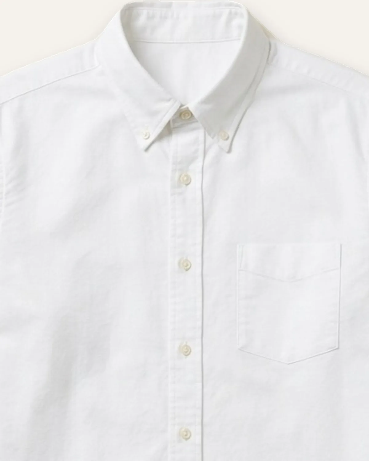 Oxford Button-Down in White, laid flat, detail