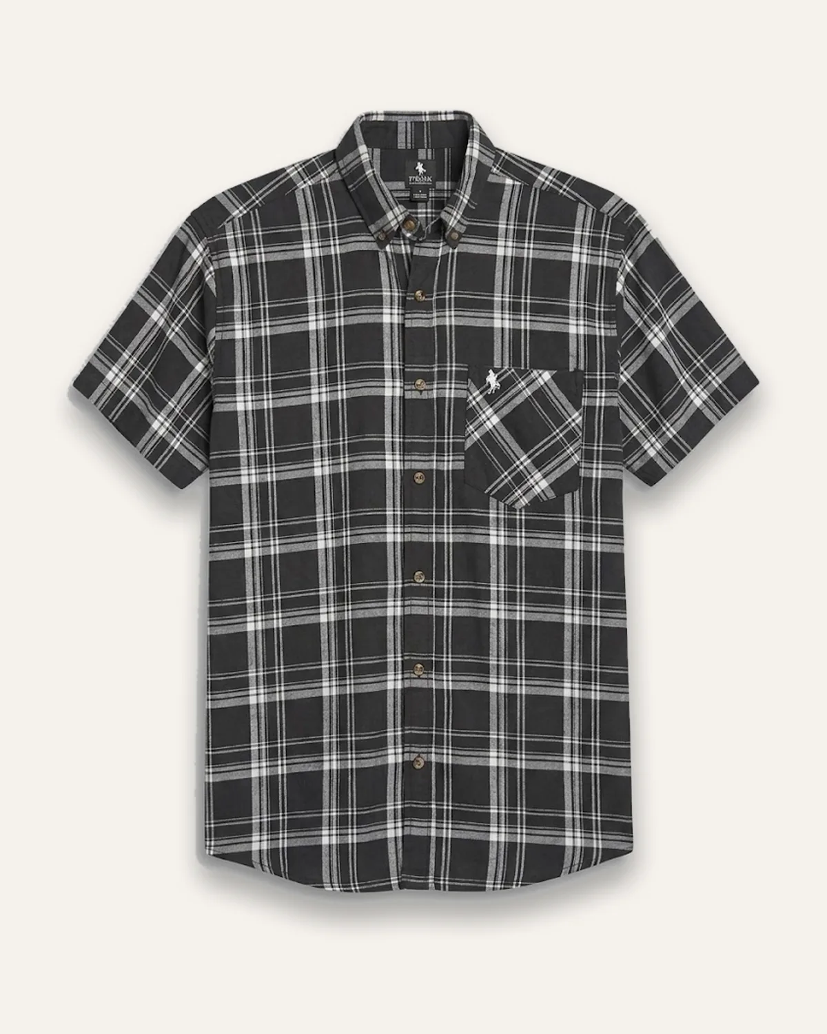 Plaid SS Shirt in Ink Black, laid flat