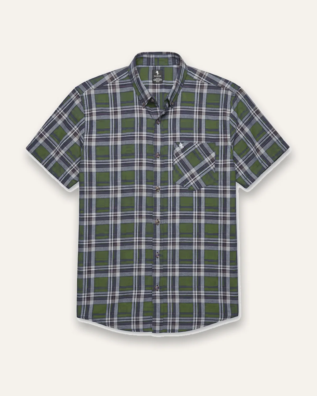 Plaid SS Shirt in Moss, laid flat