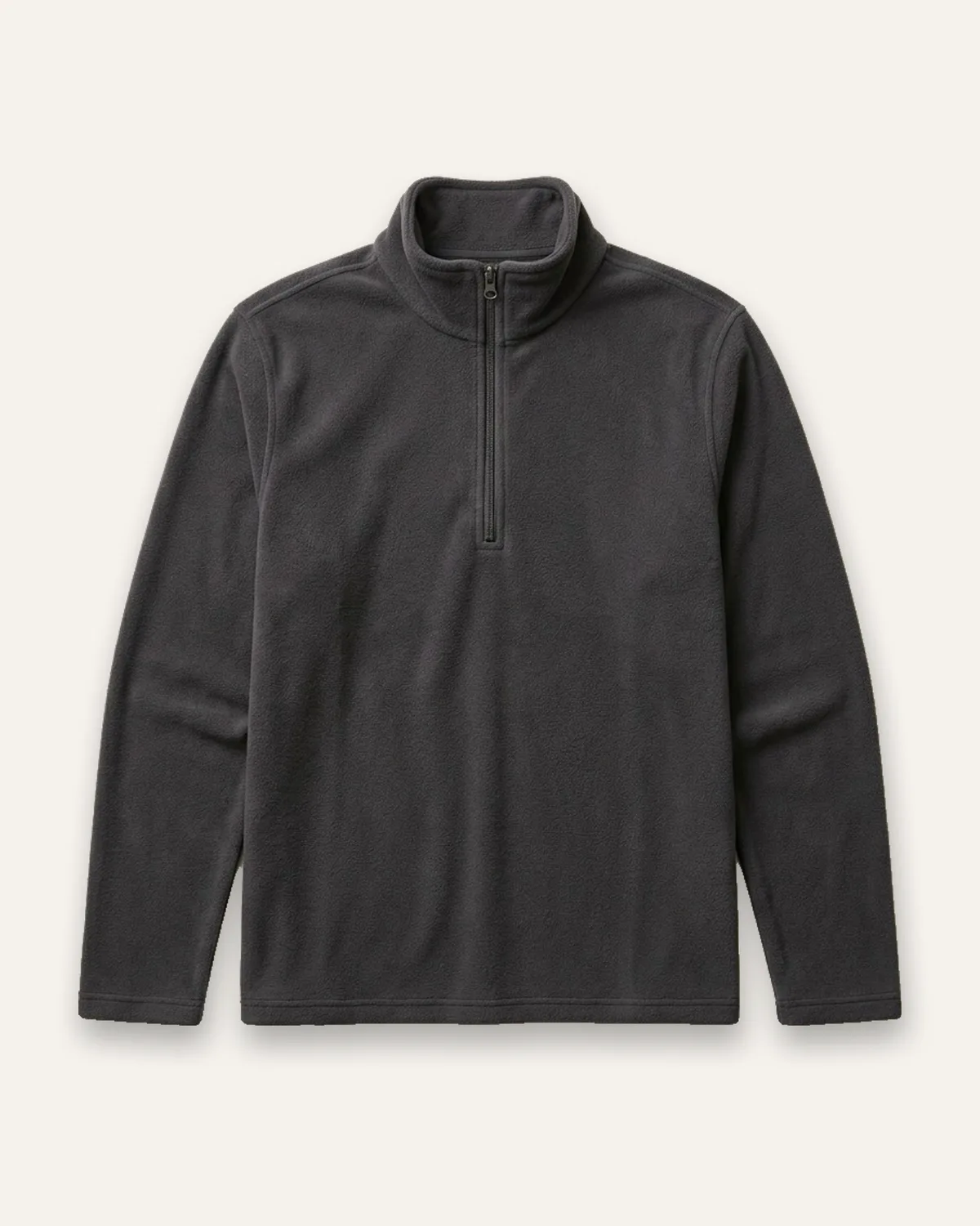 Quarter-Zip Fleece Pullover in Charcoal, laid flat