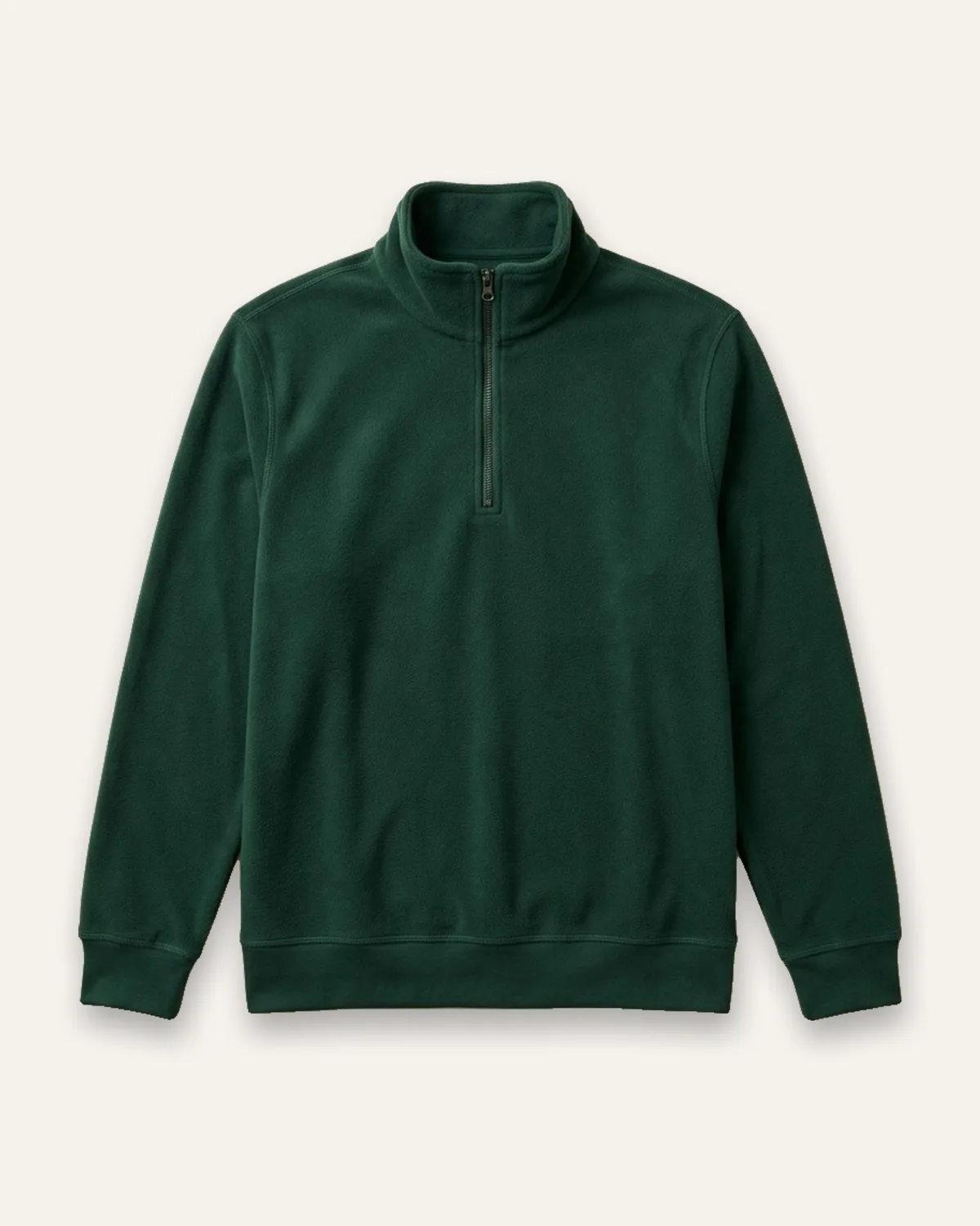 Quarter-Zip Fleece Pullover in Forest, laid flat