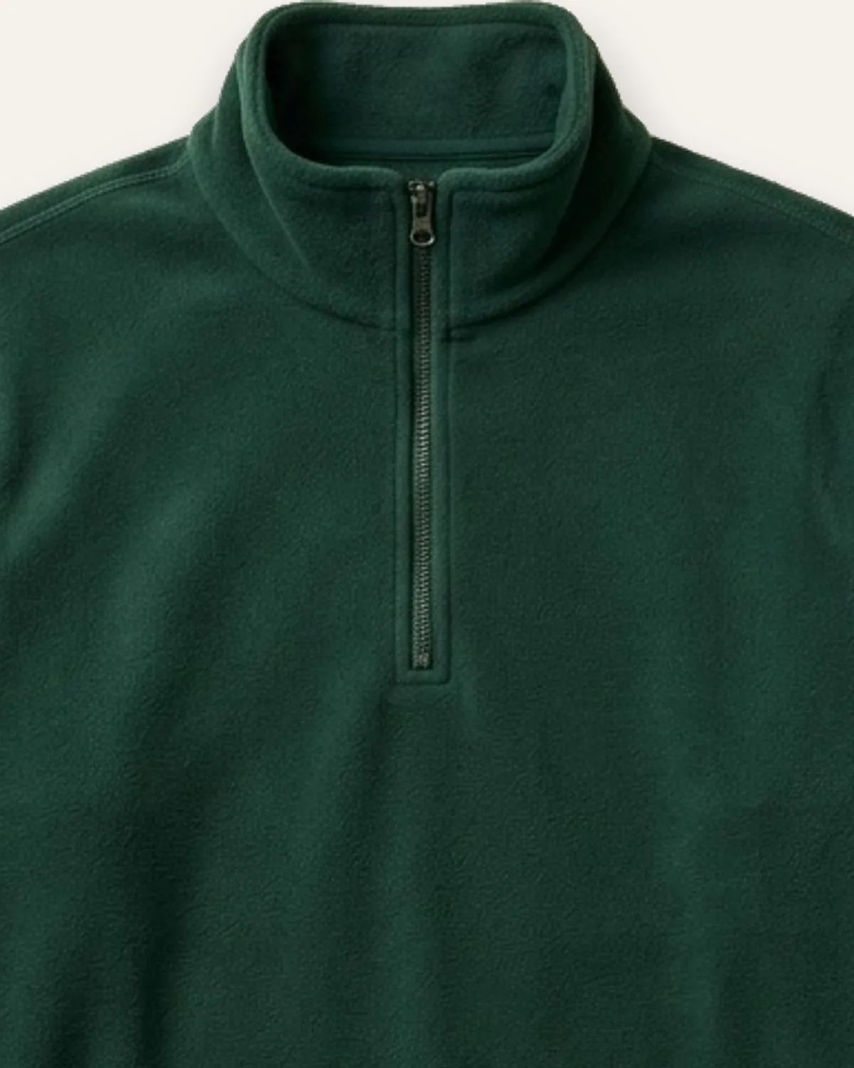 Quarter-Zip Fleece Pullover in Forest, laid flat, detail