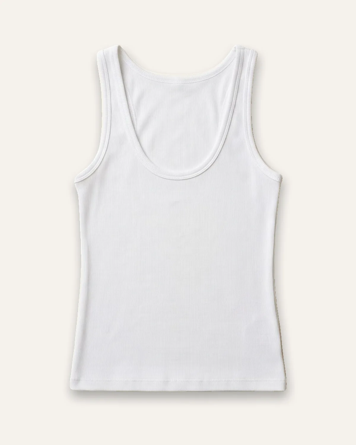 Ribbed Tank in White, laid flat