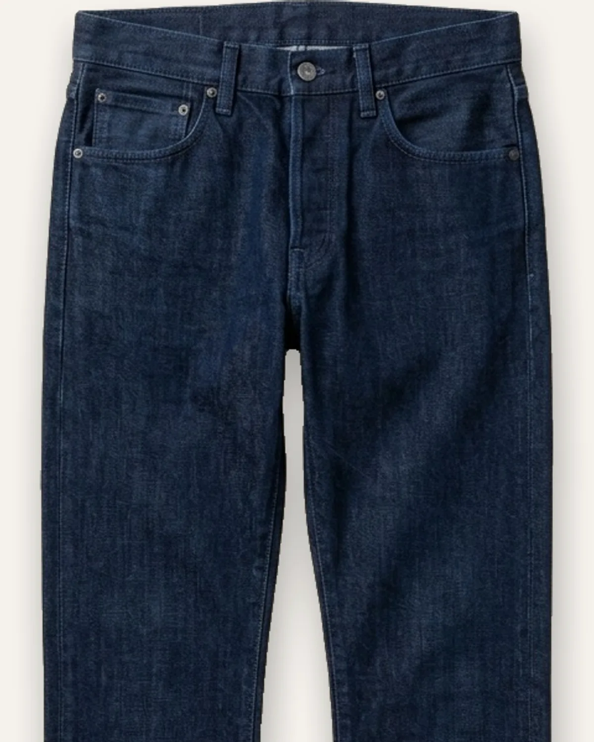 Slim Straight Jean in Dark Indigo, laid flat, detail